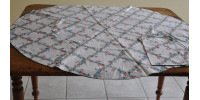 Nappe ronde vintage pur coton petite taille 4 serviettes motif floral